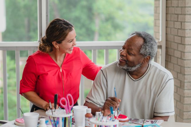 painting with nurse