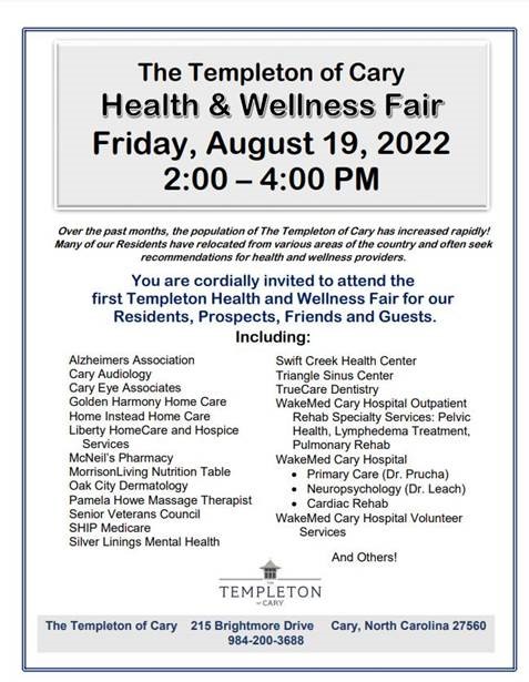 August 2022 Health Wellness Fair