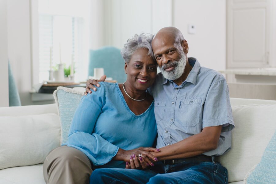 Senior couple on sofa